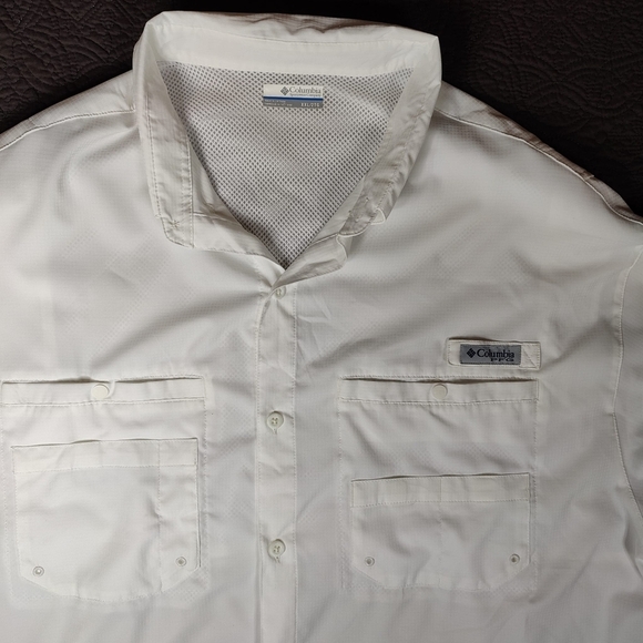 Columbia PFG Long Sleeve Fishing Vented Shirt Mens 2XL Solid White Tamiami - Picture 3 of 15